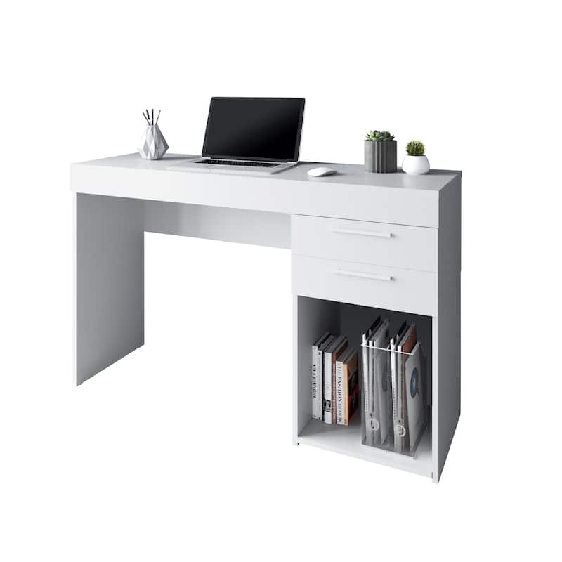 Home Office Workstation with Storage, White