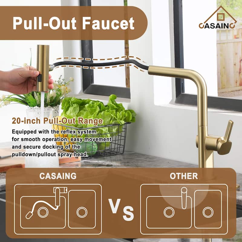 Single Handle Pull Down Sprayer Kitchen Faucet with Motion Sense Wave, Power Boost