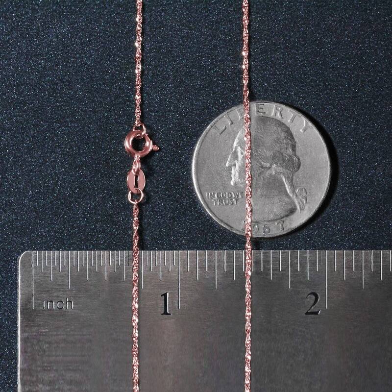 MayaMila 14k Solid Rose Gold Singapore Chain Necklace (1.00mm) Size 16 ...