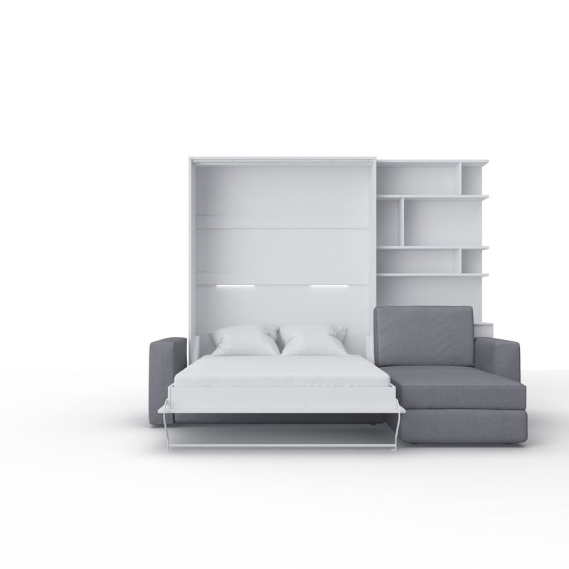 INVENTO Vertical Wall Bed with mattress 55.1" x 78.7" and Sectional