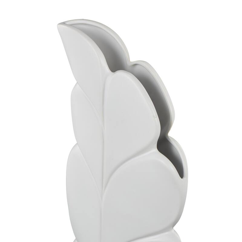 Black or White Ceramic Slanted Leaf Decorative Vase