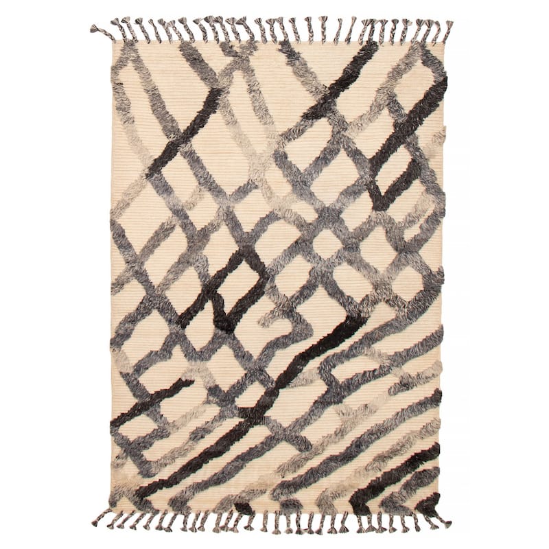 ECARPETGALLERY Hand-knotted Tangier Cream Wool Rug - 5'4 x 8'0 - Cream - 5'4 x 8'0