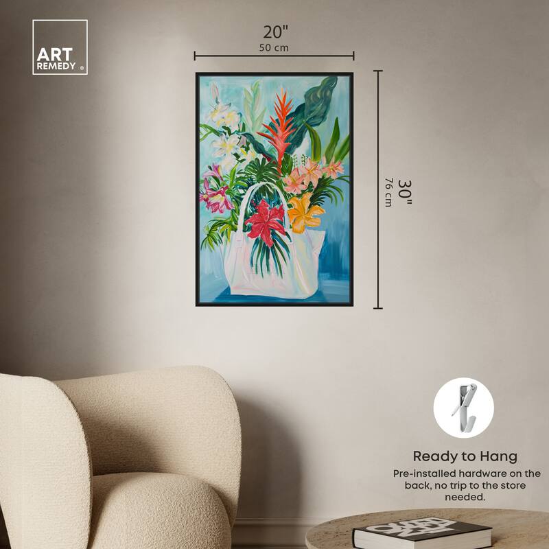 Art Remedy Tropical Flower Bag Framed Flowers In Vase Paintings