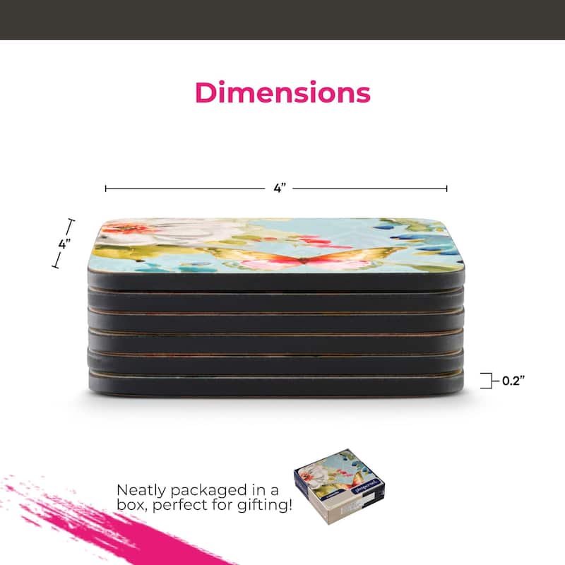 Pimpernel Set of 6 Colorful Breeze Coasters - 4 Inches Sq.