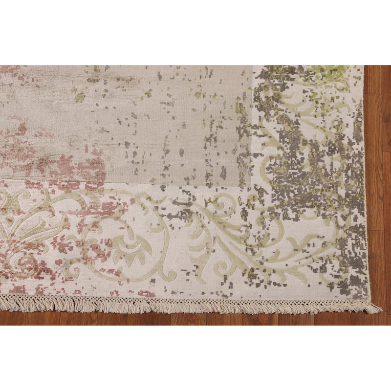 Contemporary / Abstract Area Rug Hand-Knotted Oriental Wool Carpet - 5'7" X 7'11"