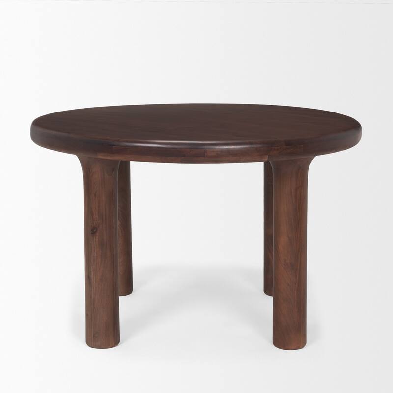 HomeRoots 48" Brown Solid Wood Round Top Dining Table - 48.00 in. x 30.50 in. x 48.00 in.