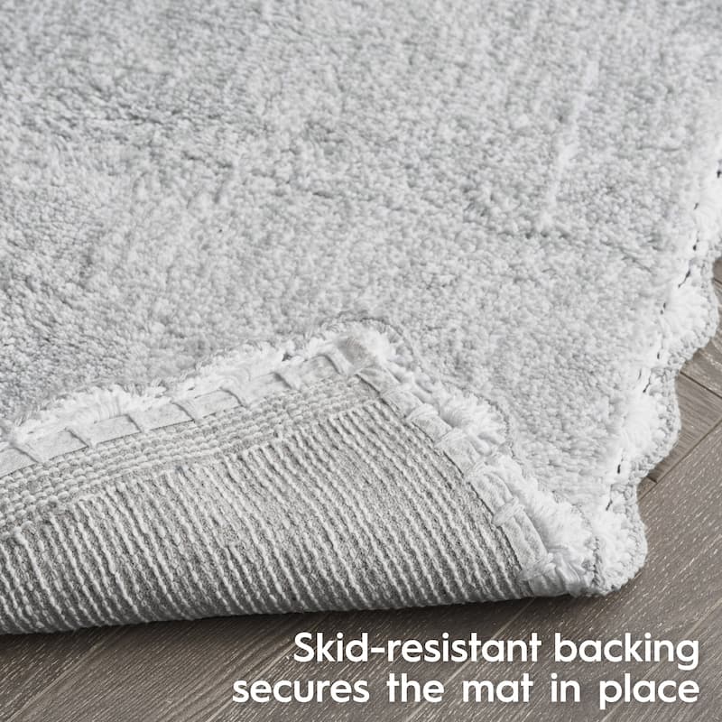 Laura Ashley Heathered Crochet Border Bath Rug