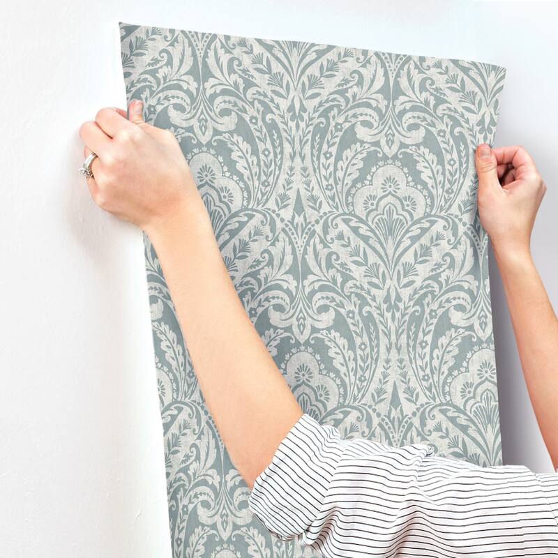 A-Street Prints Berkshire Denim Damask Wallpaper