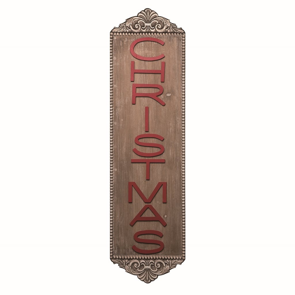 Transpac Wood 38 in. Brown Merry Christmas Banner Decor