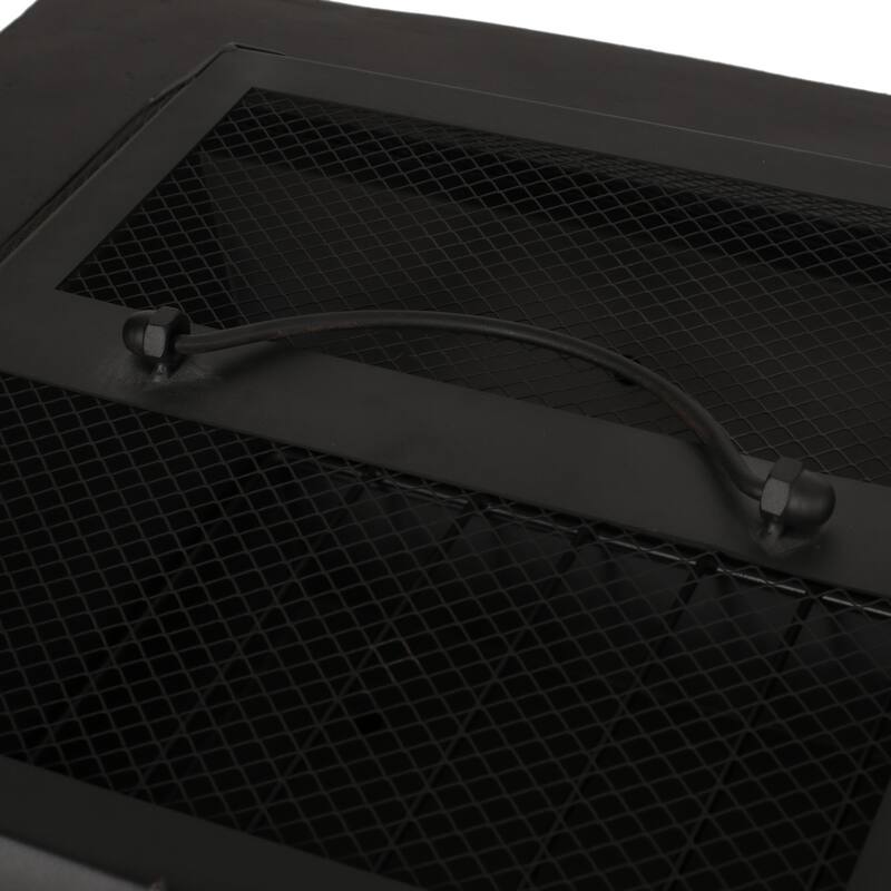 29 in. W x 17.2 in. H Square Wood Burning Outdoor Fire Pit in Dark Gray