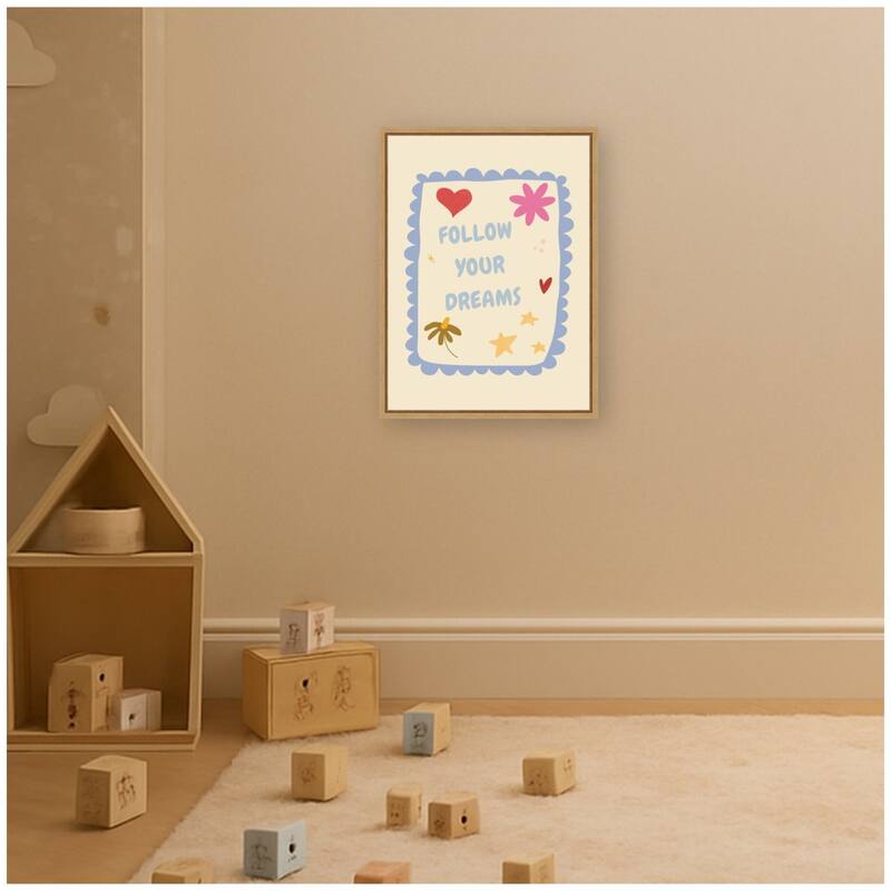 Kate and Laurel Follow Your Dreams by Laura Moss Framed Canvas Wall Art Print