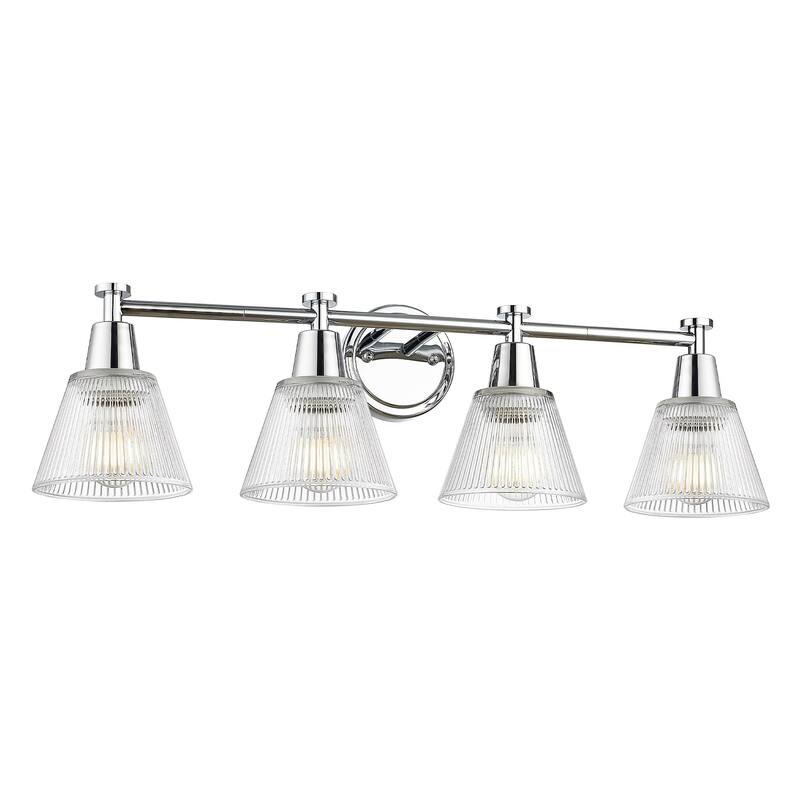 29.5" 4-Light Bathroom Vanity Lighting with Ripple Glass - Chrome