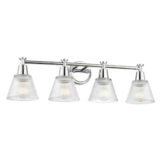 29.5"  4-Light Bathroom Vanity Lighting with Ripple Glass