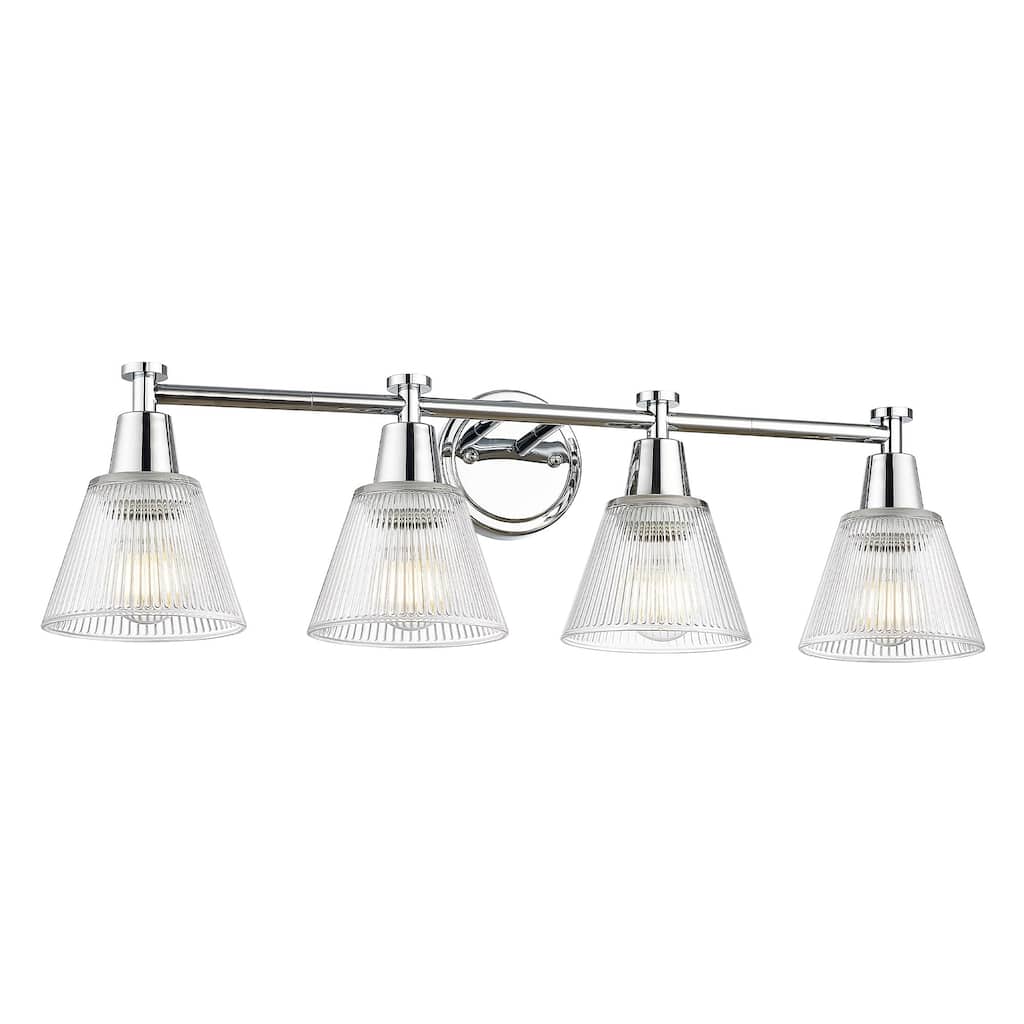 29.5" 4-Light Bathroom Vanity Lighting with Ripple Glass