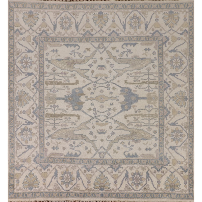 All-Over Oushak Oriental Square Area Rug Handmade Wool Carpet - 7'10"x 7'11"
