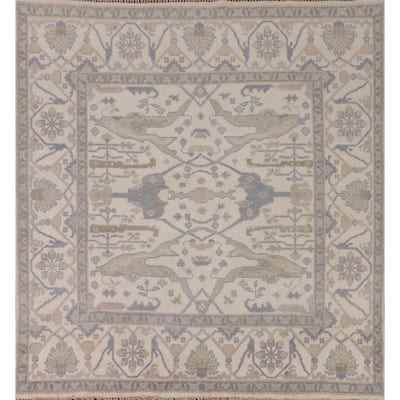 All-Over Oushak Oriental Square Area Rug Handmade Wool Carpet - 7'10"x 7'11"