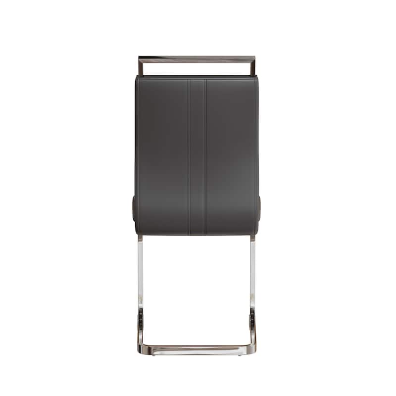 Modern 5-Piece Dining Set with Rectangular Glass Table & High Back Silver-Plated Legs Dining Armless Chairs