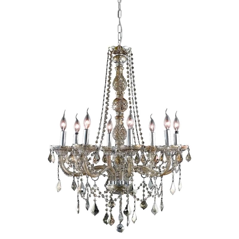 Verona 8-Light 28 in. Chandelier (Available in Chrome, Golden Teak, Silver Shade)