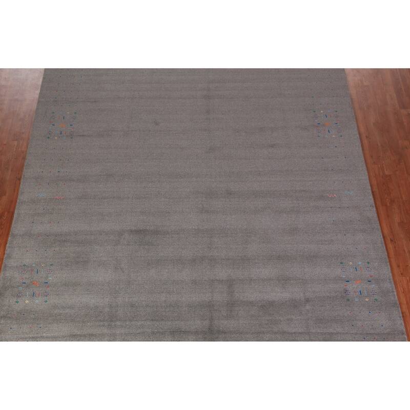 Tribal Gabbeh Indian Area Rug Hand-Knotted Contemporary Wool Carpet - 8'11" x 12'1"