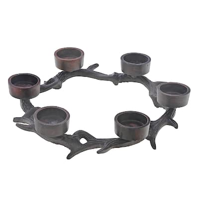 Christmas Antler Wreath With 6 Tealight Holder - N/A
