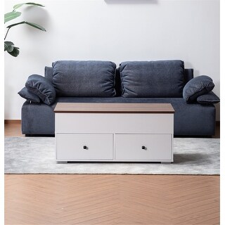 White Coffee Table with Brown Walnut Finish Lift Top - Bed Bath ...