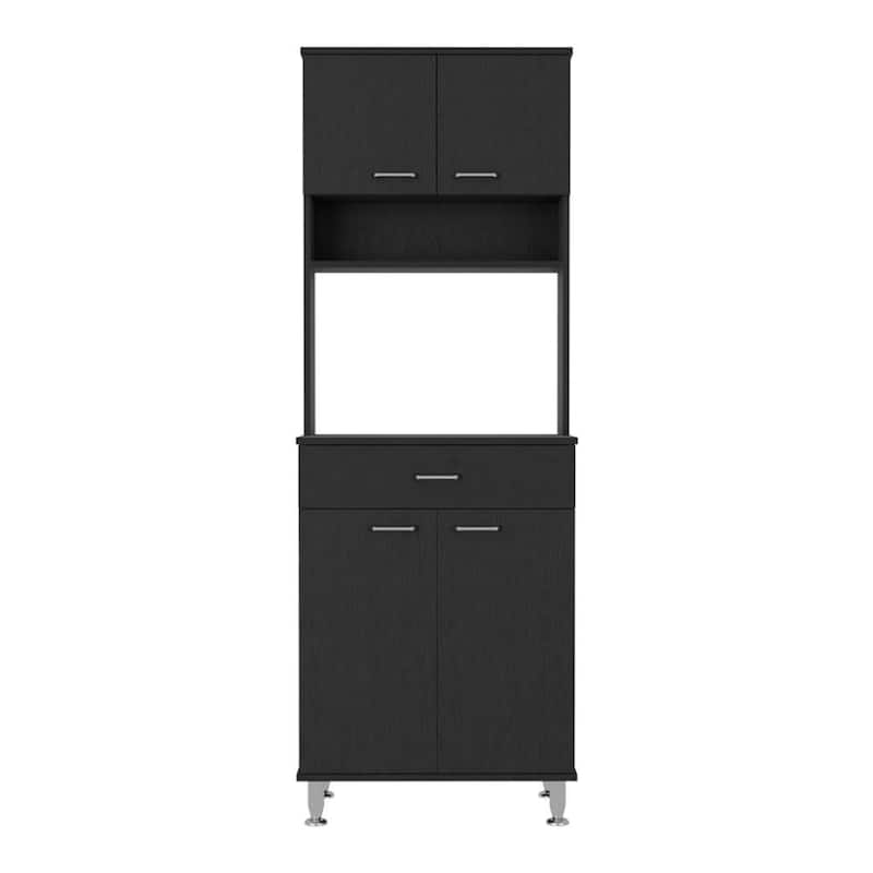 TUHOME Della 60 Kitchen Pantry with Drawer, 2 Cabinets, and Metal Legs - N/A