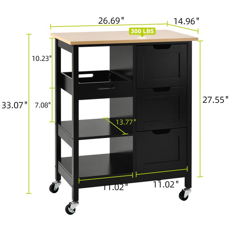 Kitchen Island Cart with Storage, Rolling Kitchen Island e on Wheels with Worktop