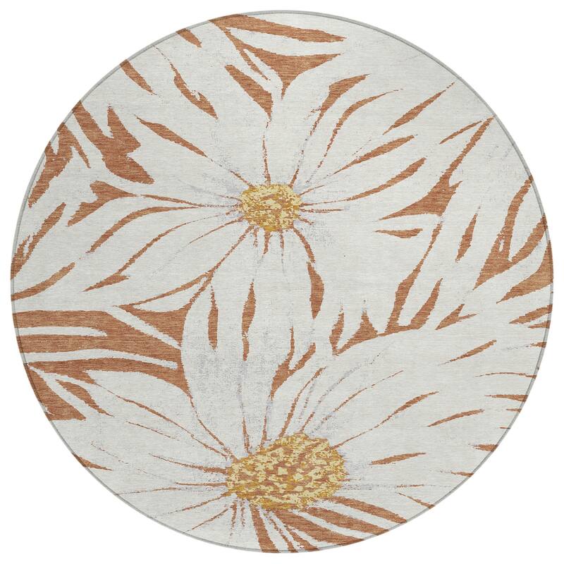 Machine Washable Indoor/ Outdoor Floral Chantille Rug