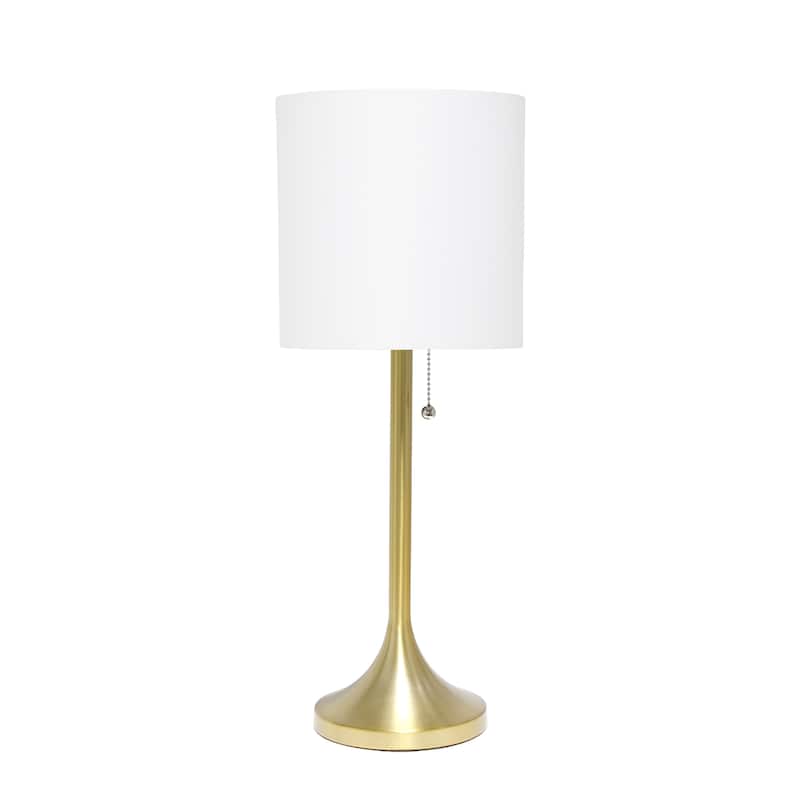 21.25" Modern Glam Metal Table Lamp with Silk Shade and Pull-Chain Switch for Bedroom or Living Room - 8"L x 8"W x 21.25"H - GW