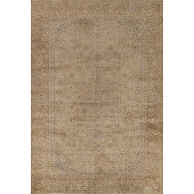 Hand Knotted Oriental 100% Wool Carpet Traditional Floral Brown Najafabad Area Rug - 12' 11'' X 9' 6''