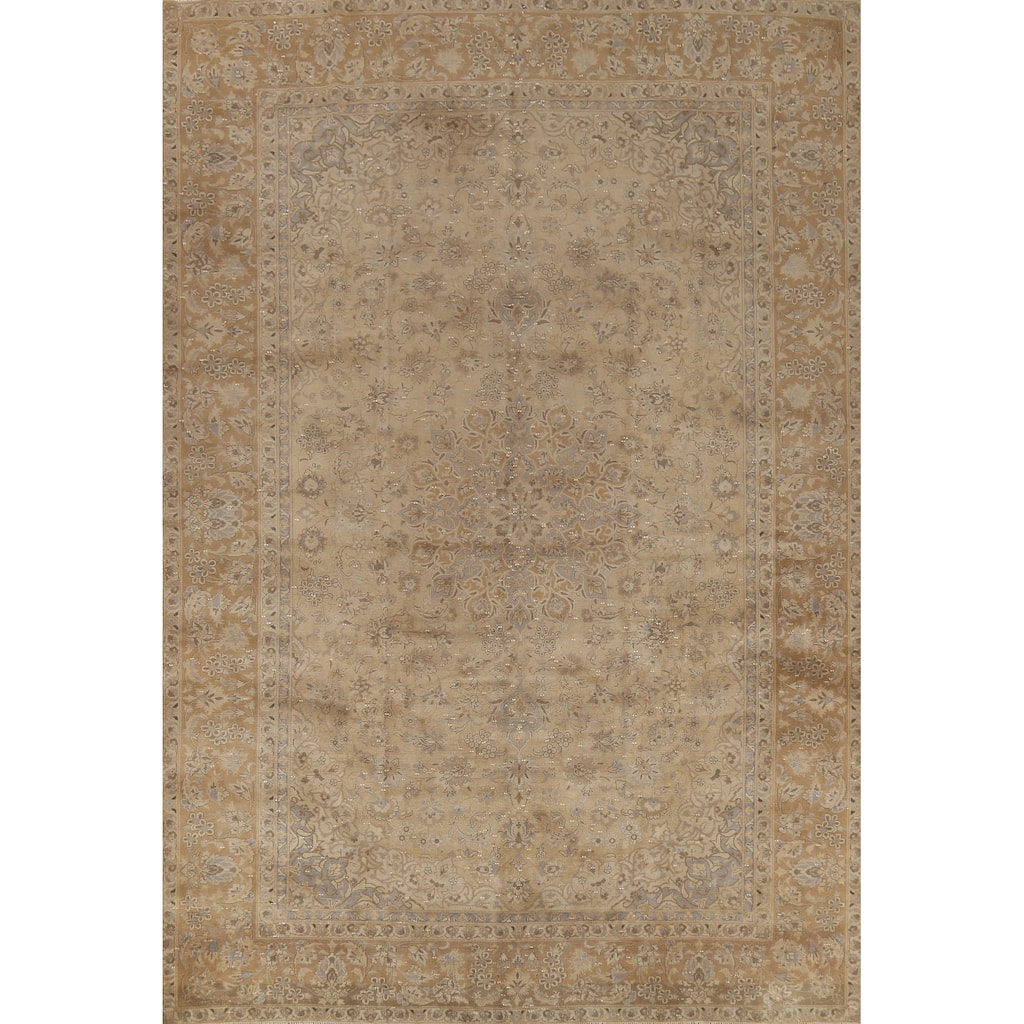 Hand Knotted Oriental 100% Wool Carpet Traditional Floral Brown Najafabad Area Rug - 12' 11'' X 9' 6''