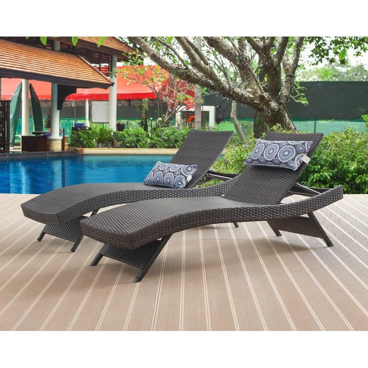 All Weather Wicker Chaise Lounge - Set of 2