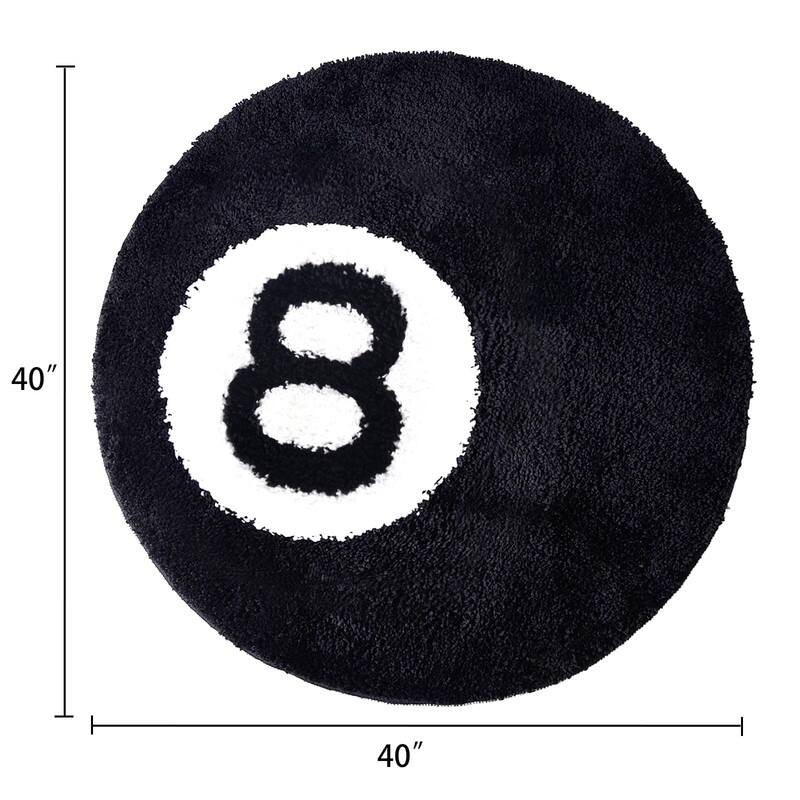 8 Ball Rug Black Round Carpet Billiard Pool