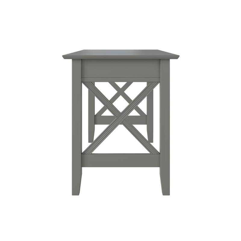 Design Desk with Drawer - Grey Solid Hardwood Charging Station - 24x48x29 Inch Multi-Purpose