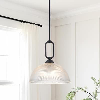 KAWOTI Modern Pendant Light with Ribbed Dome Shade
