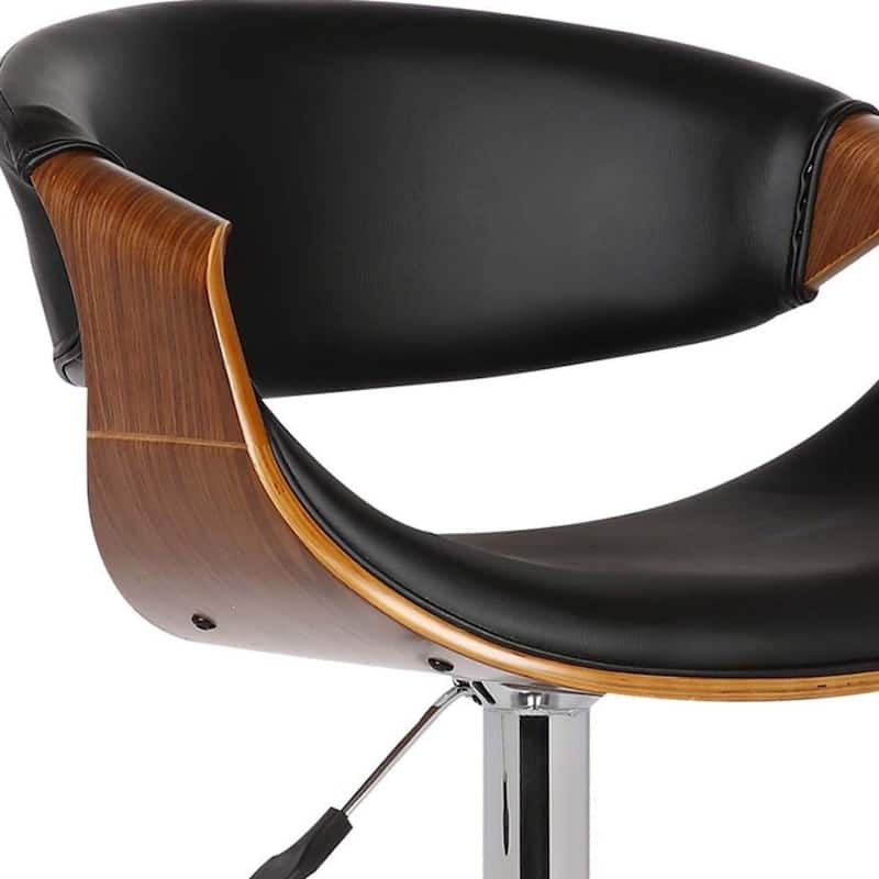 24" Faux Leather Upholstery Kitchen Bar Stool with Adjustable Height and Swivel Seat Chrome Finish - 43”H x 21”W x 21”D