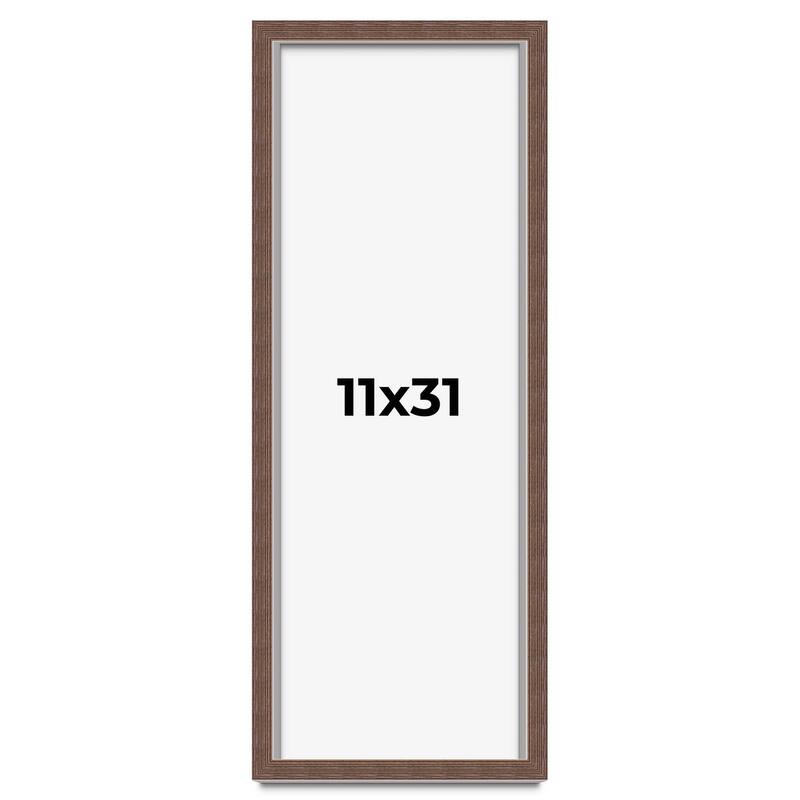 11x31 Shadow Box Frame Brown | 1.125 inches Deep Real Wood Rustic