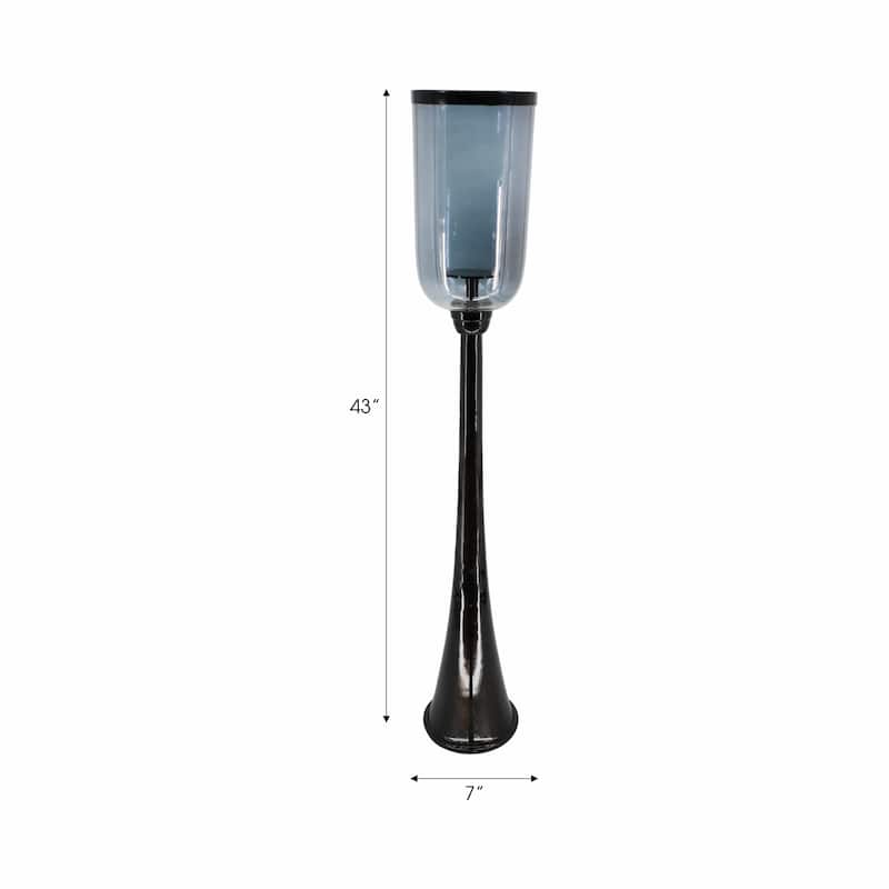 Modern Metal and Glass Floor Candle Stand for Pillar Candles