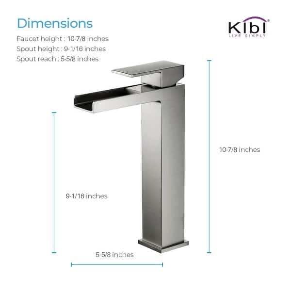 dimension image slide 2 of 4, Waterfall Lead-free Solid Brass Single Handle Bathroom Sink Faucet