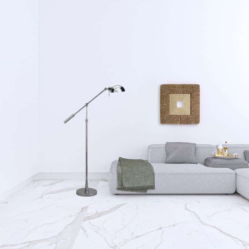 61" Adjustable Swing Arm Floor Lamp with Cone Shade for Living Room - 11” x 35” x 61”