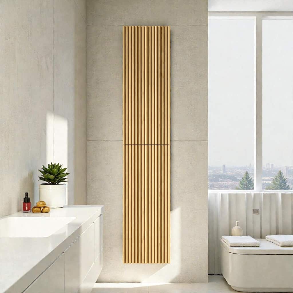 59" Tall Wall Mounted Bathroom Cabinet with 2 Doors, Narrow Plywood Storage Cabinet for Small Spaces, Laundry & Living Room