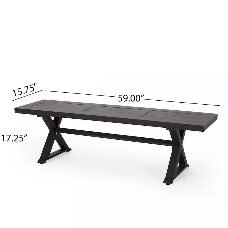 Outdoor Dining Bench, Antique Matte Black