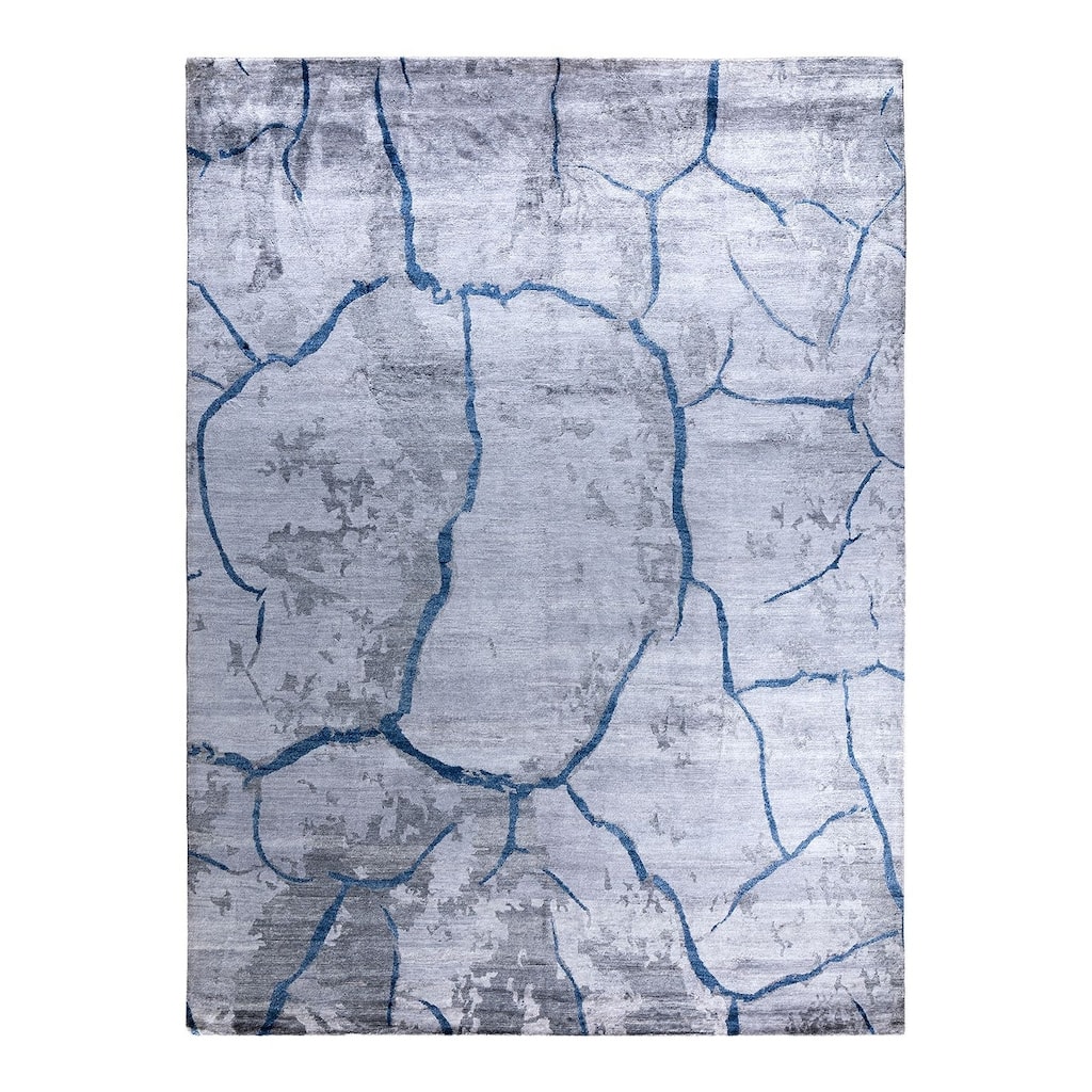 Modern One-of-a-Kind Hand-Knotted Area Rug, Gray - 9' 1" x 12' 1"