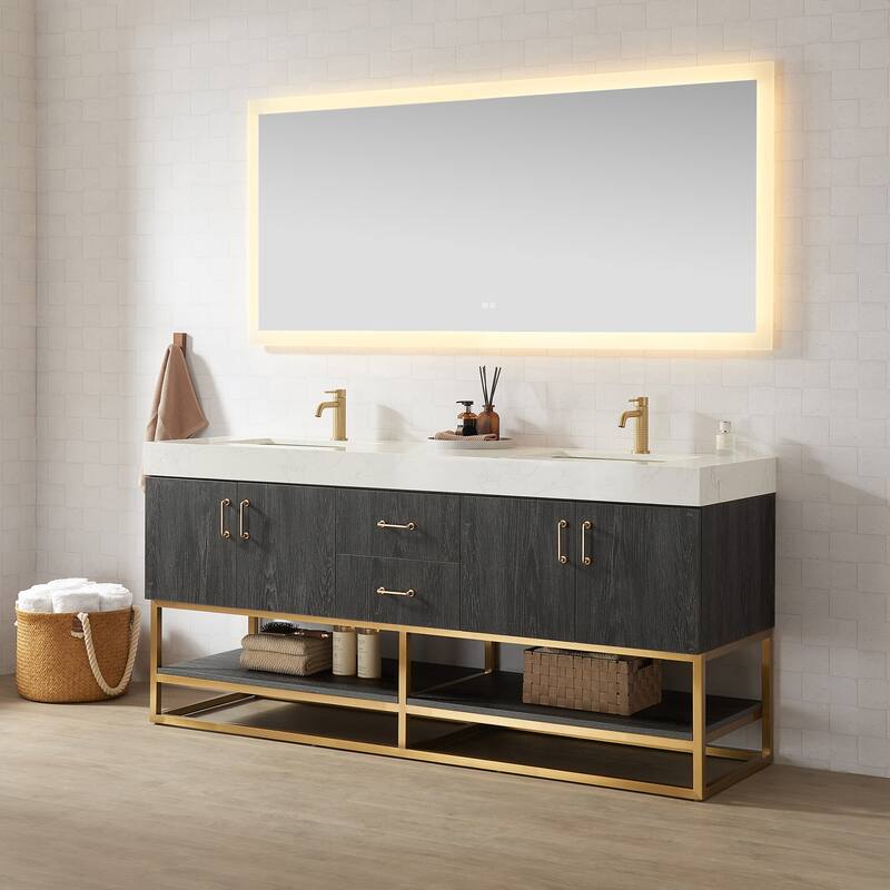 Alistair Bath Vanity with Grain White Stone Top without Mirror
