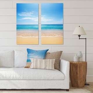 Designart "Calm Blue Sea and Sky" Seashore Canvas Wall Art Print 2 ...