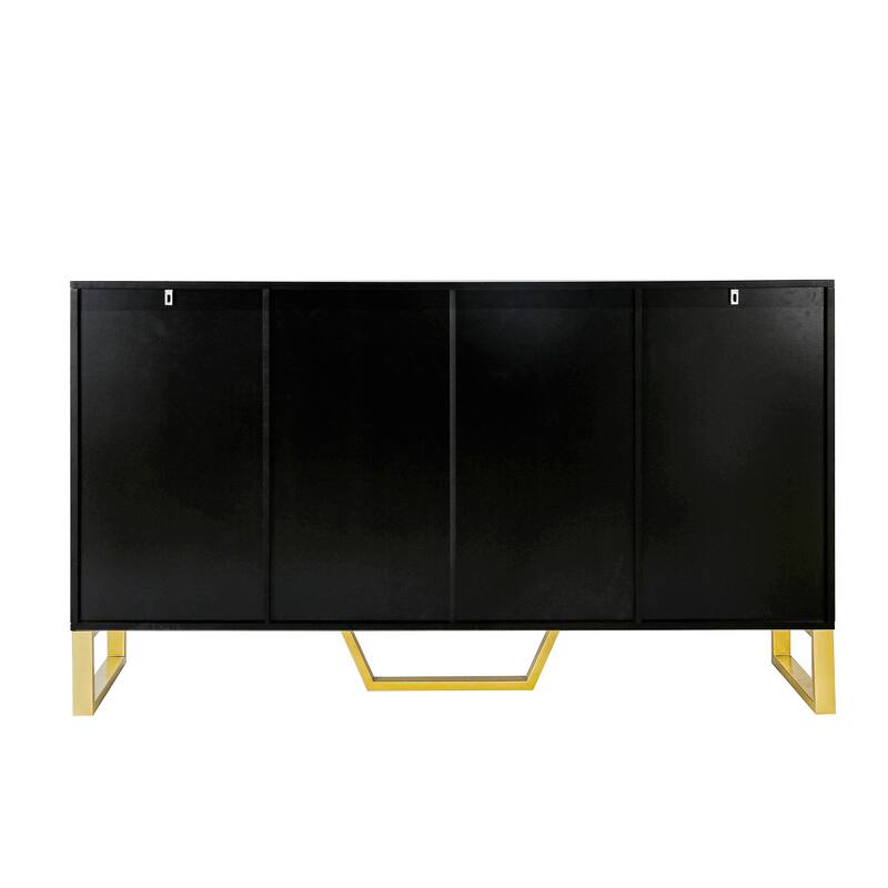 Kitchen Pantry Cabinet with 4 Doors, Buffet Cabinet with Metal Handles and Legs, Console Table with Adjustable Shelves