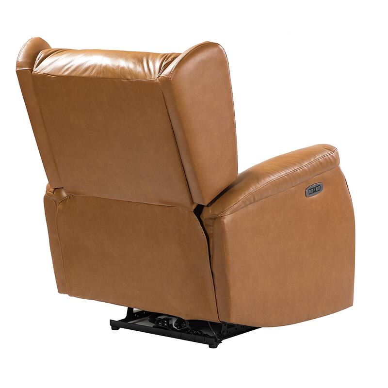 Eliseo Genuine Leather Power Recliner with USB Port and Wingback Design