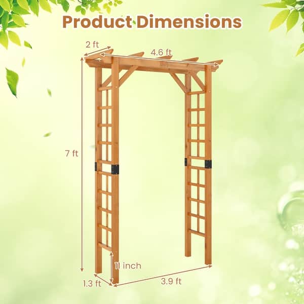 Gymax 7 FT Garden Arch Wooden Arbor Outdoor Wood Trellis for Climbing ...
