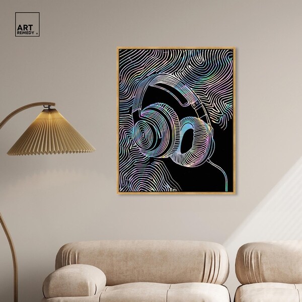 Psychedelic Headphones Canvas Modern Urban Prints by Art Remedy