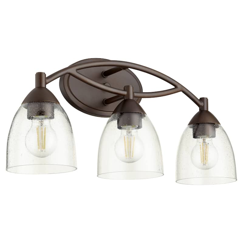 Quorum International Barkley 3 Light 21" Wide Vanity Light - Oiled Bronze / Clear Seeded